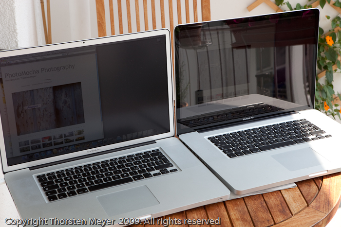 MacBook Pro side by side outside from left